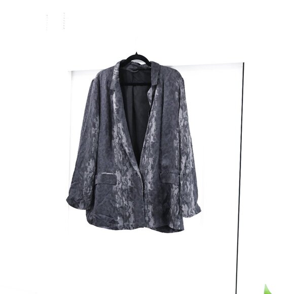 All Saints Size 10 Snakeskin Print Satin Relaxed Fit Blazer - Picture 2 of 9
